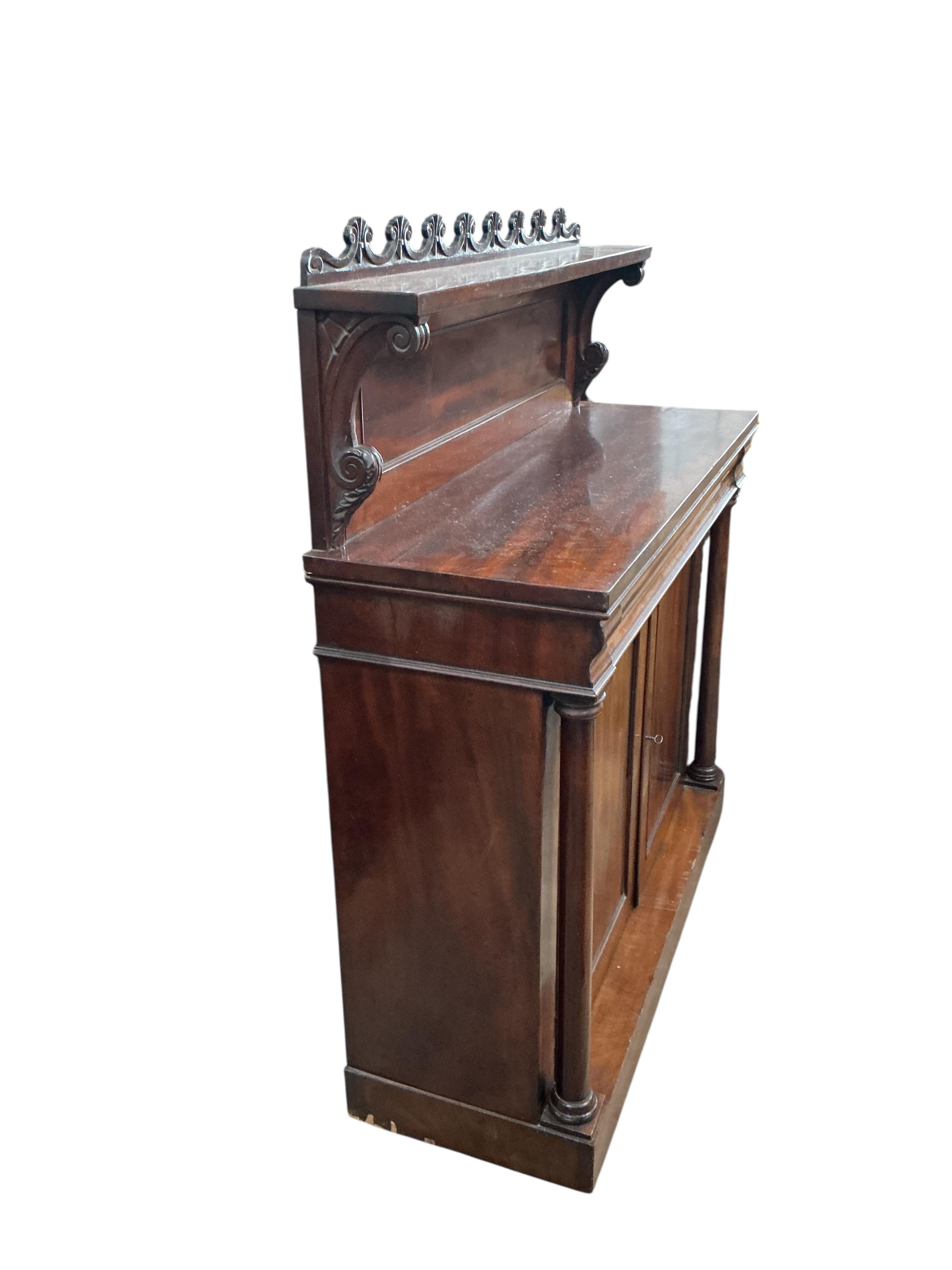 An early Victorian mahogany chiffonier, width 111cm, depth 38cm, height 128cm